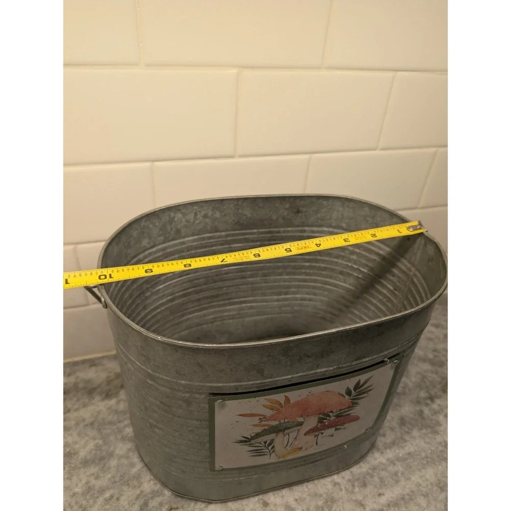 Mushroom Metal Bucket With Wooden Handle Kitschy 8
